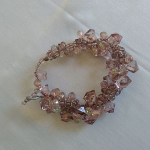 - Light clear  purple topaz irradescent beaded hanging crystal decor